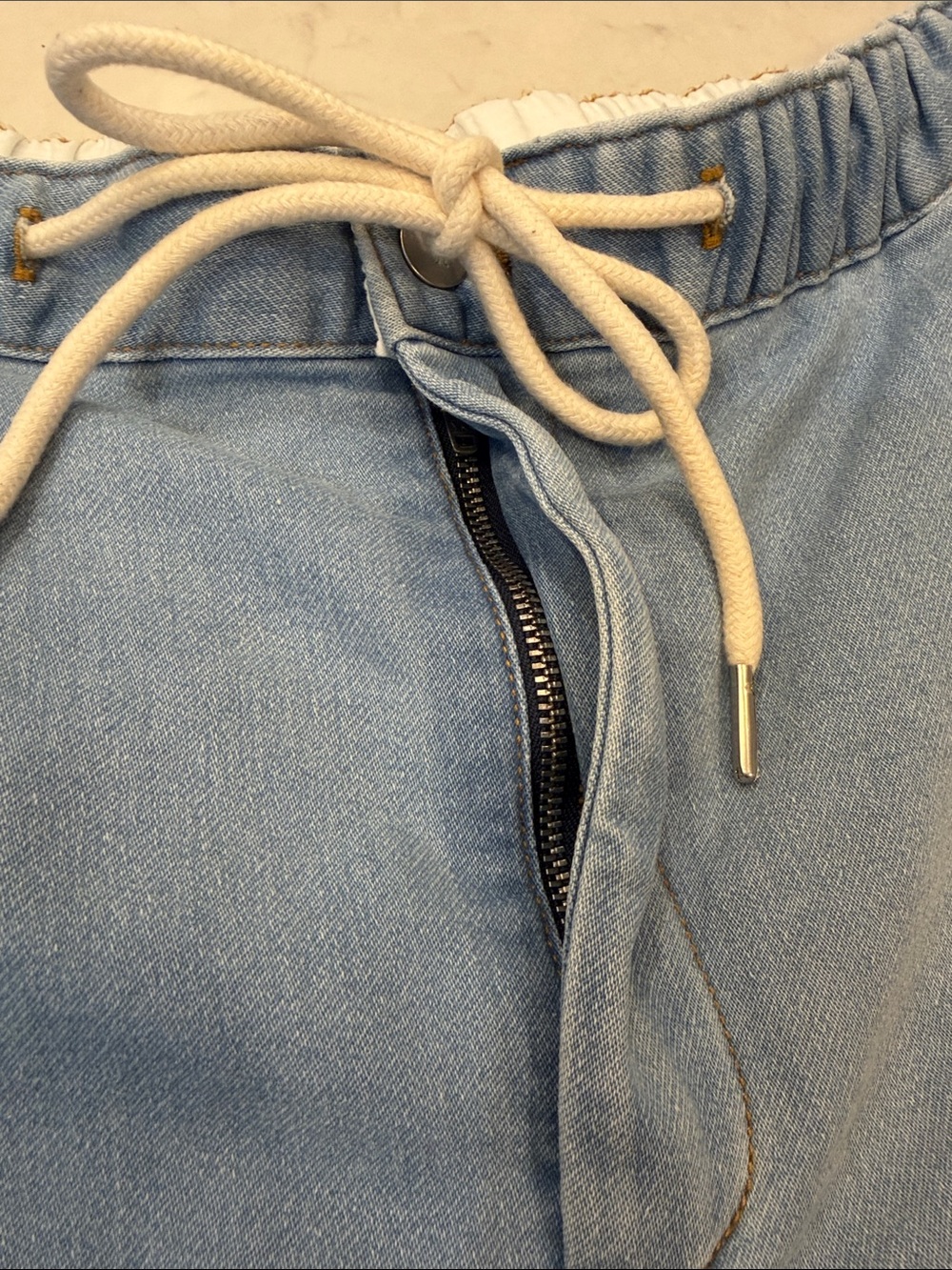 Anthropologie Pilcro Denim-Knit Pull On High Rise Wide Leg Jeans Size Large - Picture 9 of 11